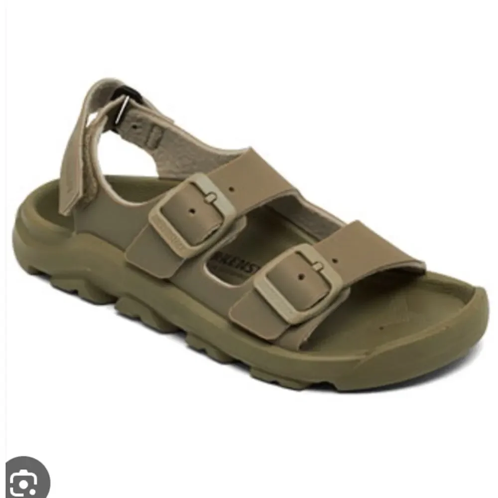 Birkenstock Mogami Birko-Flor Kids Sandals Olive Khaki Fastening Strap Size 2